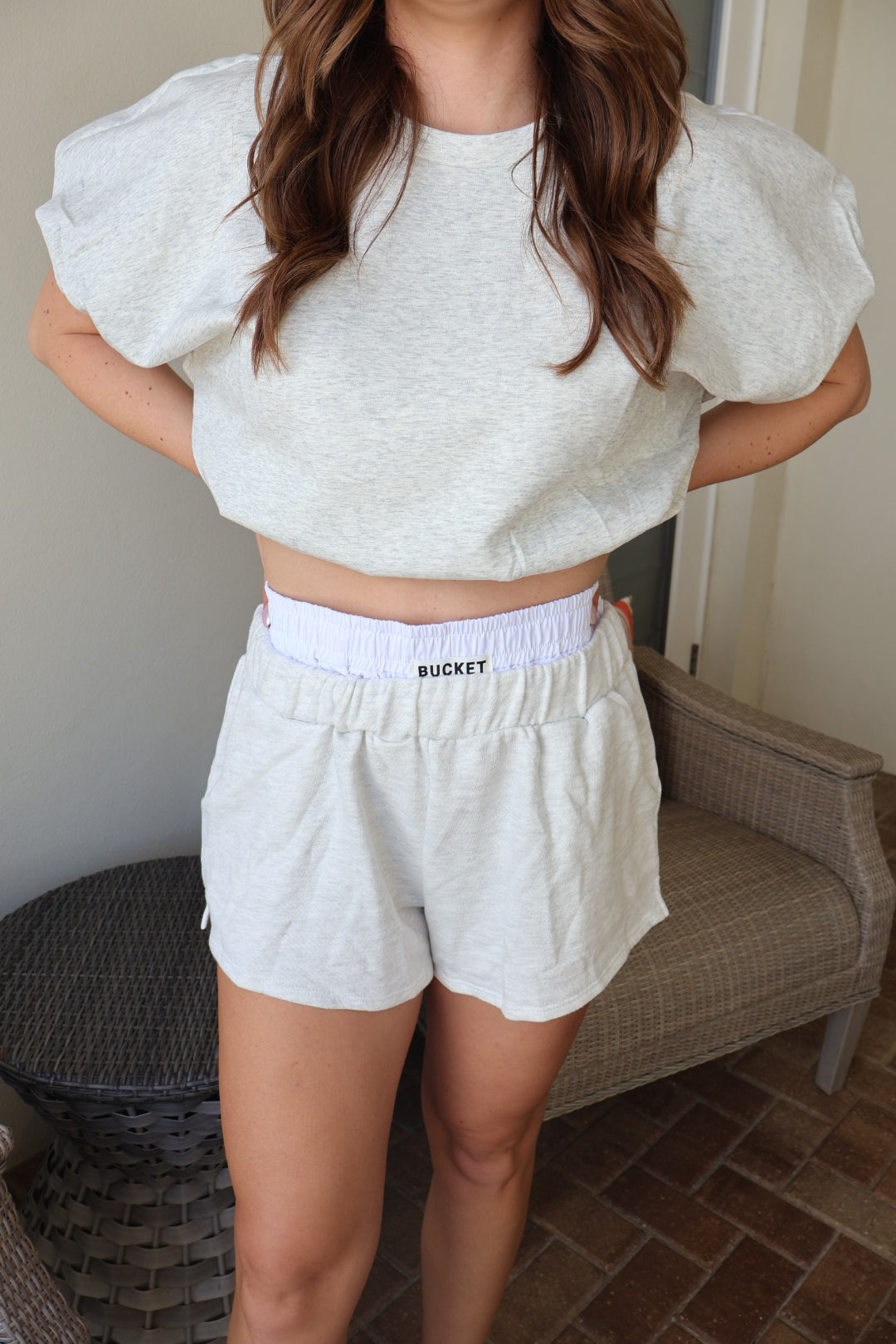 Emma Bubble Hem Crop Top - Ash Grey