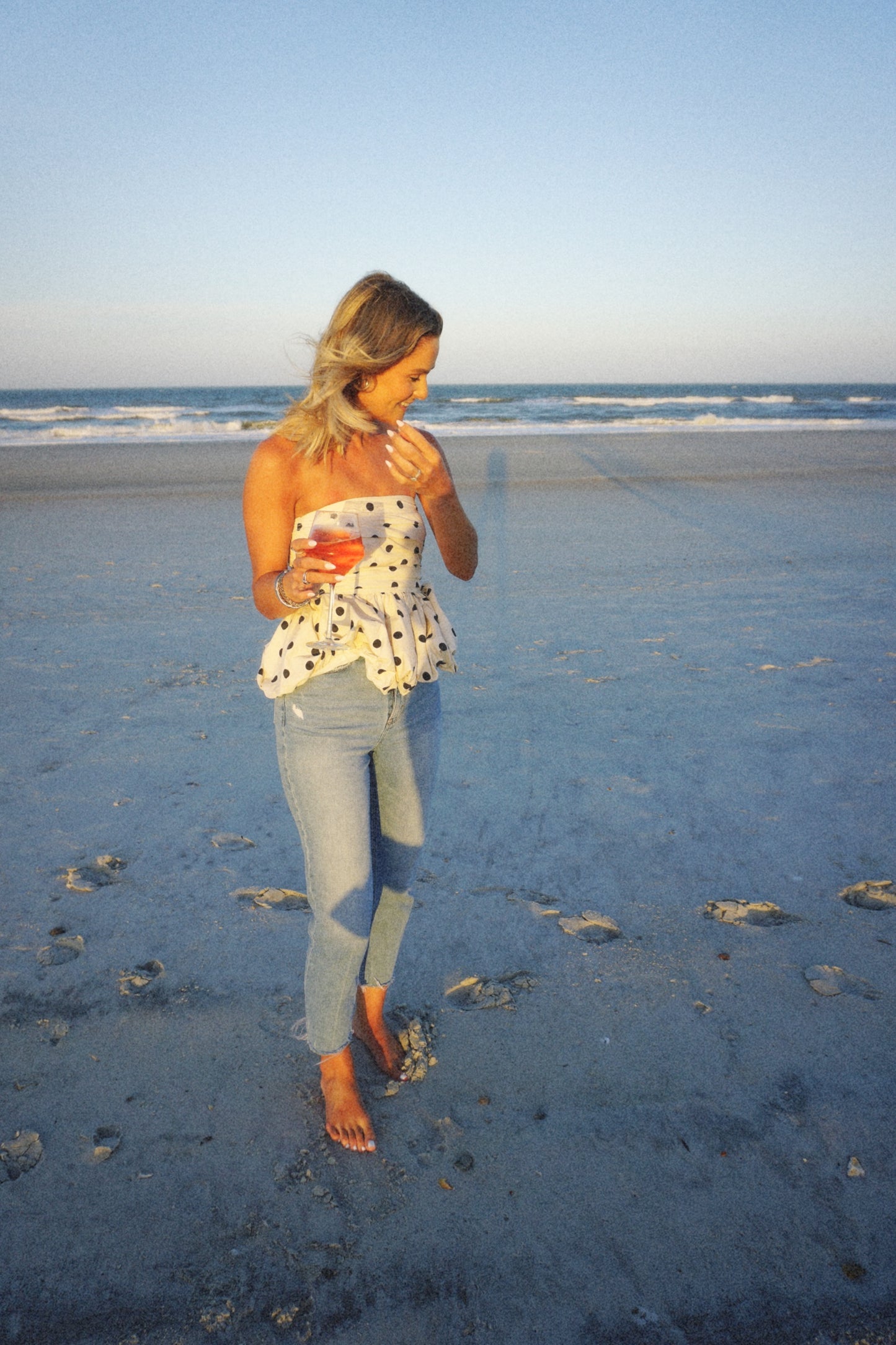 Leah Polka Dot Strapless Blouse