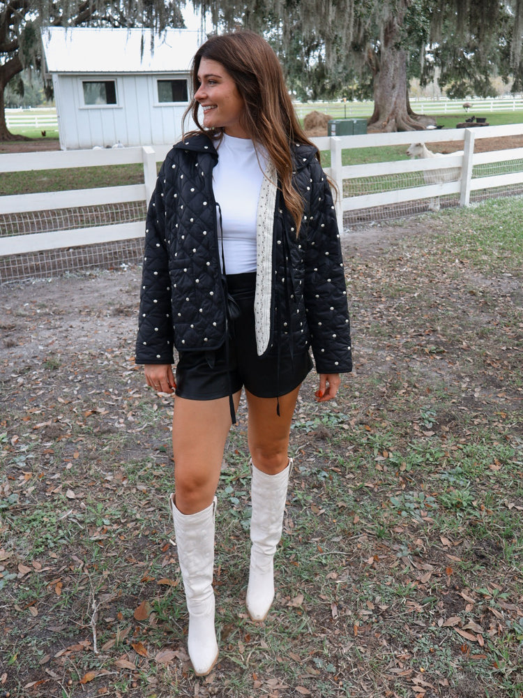 Jeanna Polka Dot Embroidered Quilted Jacket