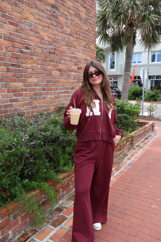 NY Hoodie and Pants set - Burgundy