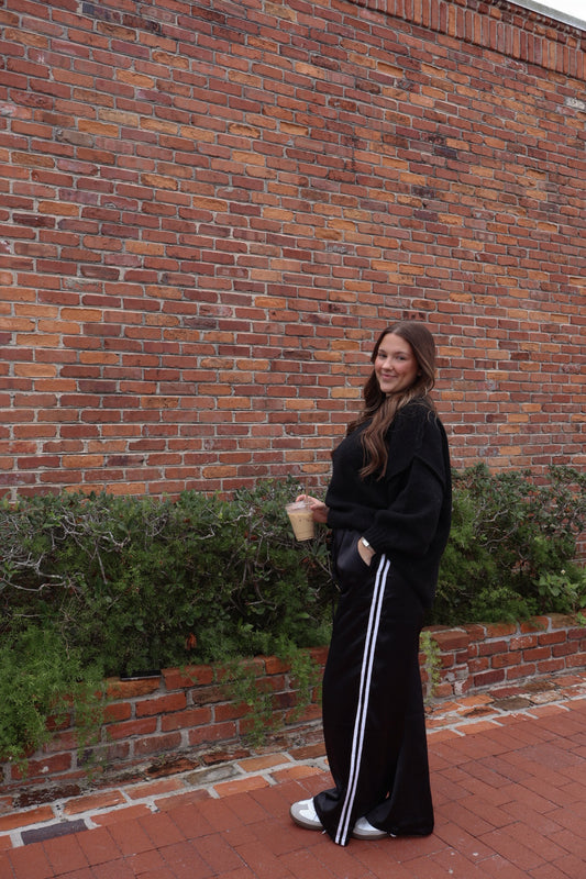 Satin Track Pants - Black