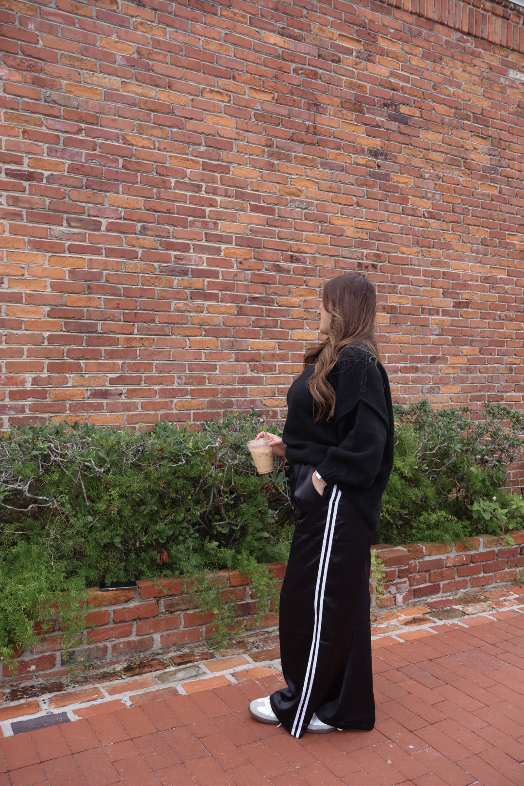 Satin Track Pants - Black